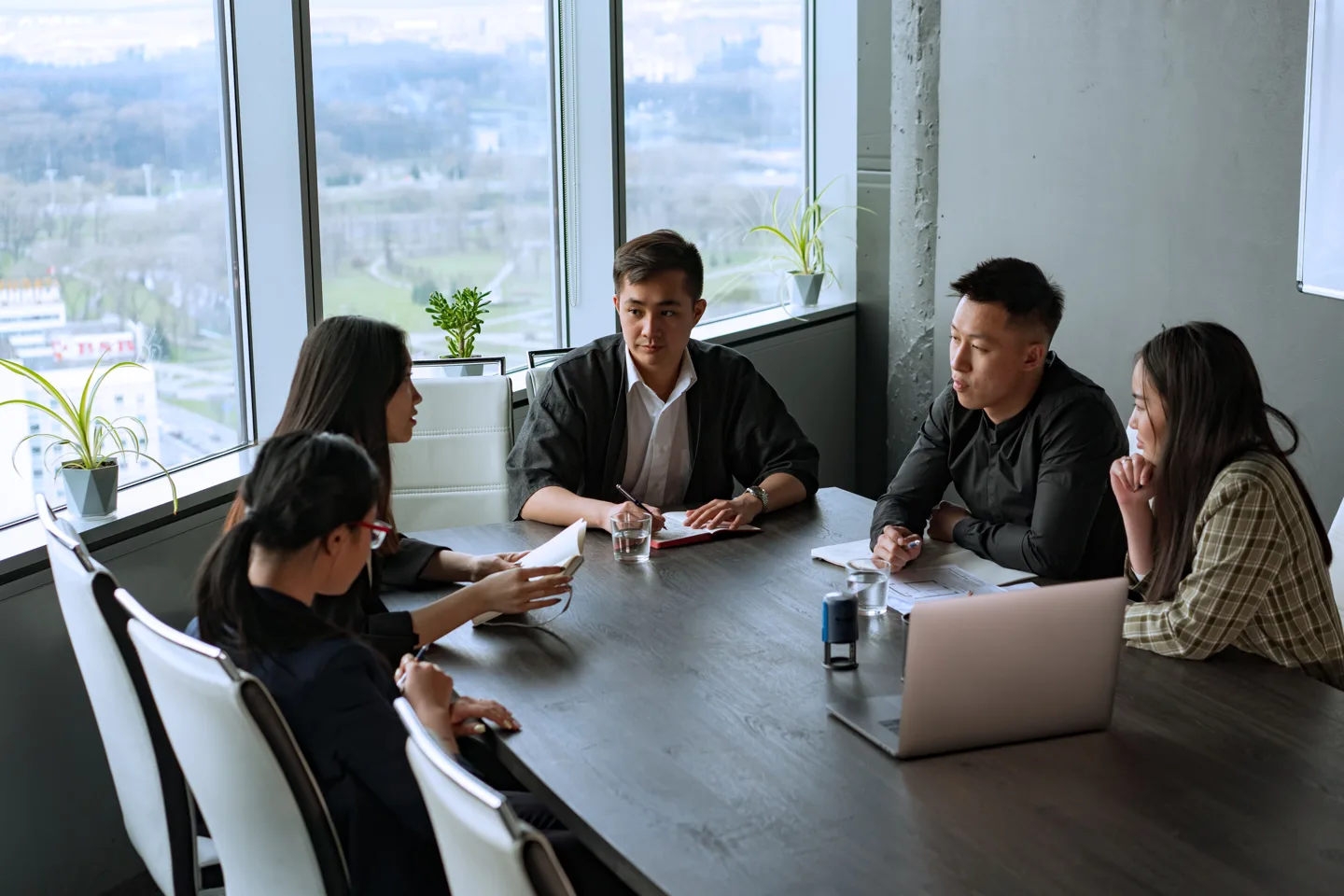 People sharing ideas in a group discussion