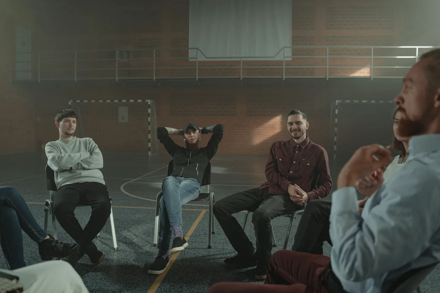People sharing ideas in a group discussion